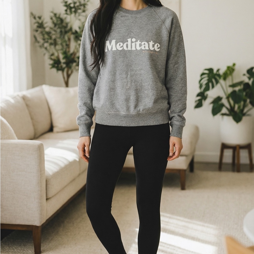 Meditate Grey Crewneck Sweatshirt